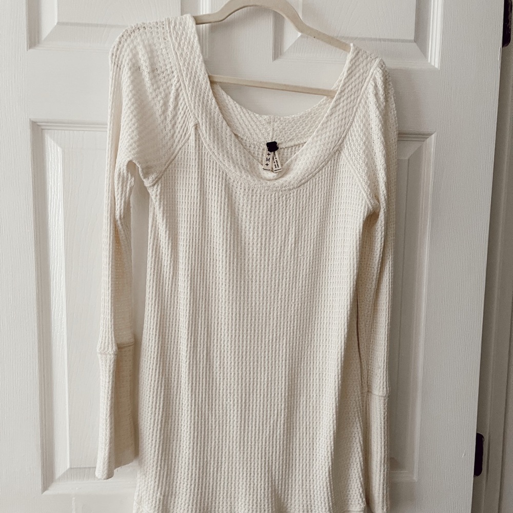 Free People | We The Free | Cream Waffle Knit Sweater | Size M